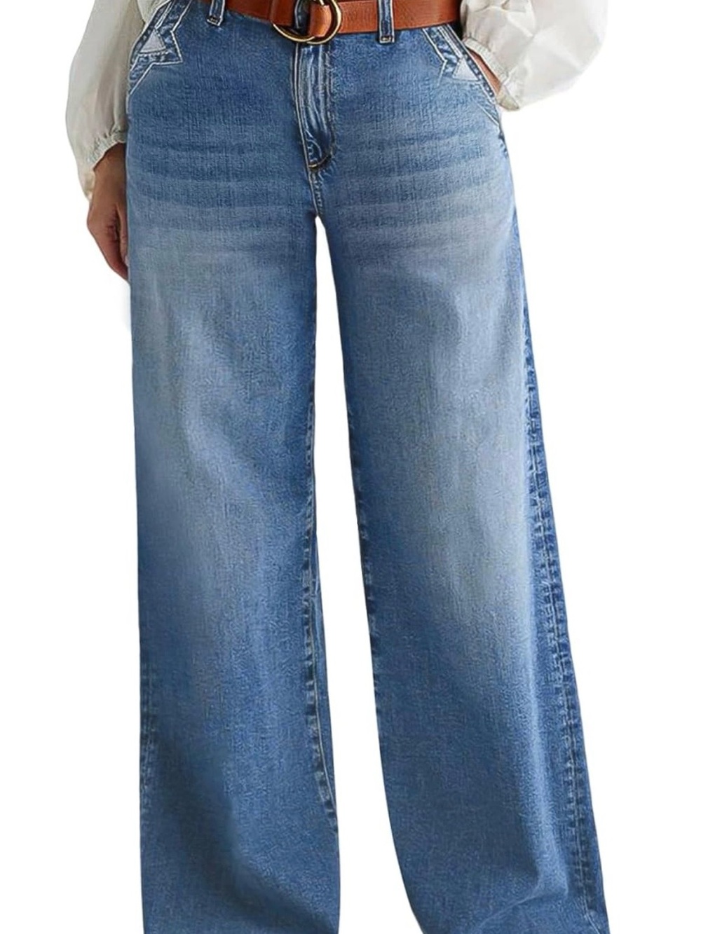 High-Rise Wide-Leg Jeans in Light Blue Denim